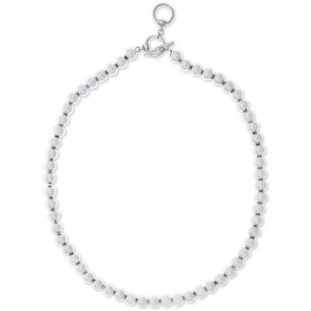 16" Silver-Tone Metal Bead (8 mm) Necklace